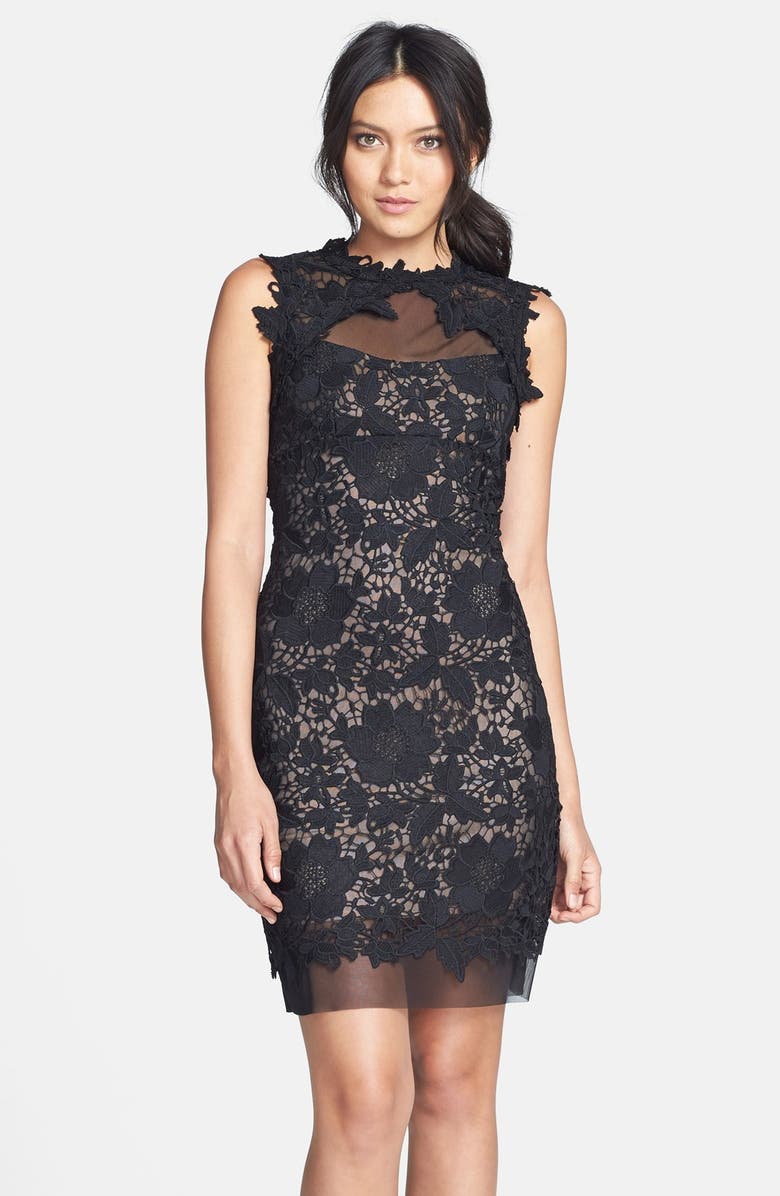 Betsy & Adam Two-Tone Lace Sheath Dress | Nordstrom