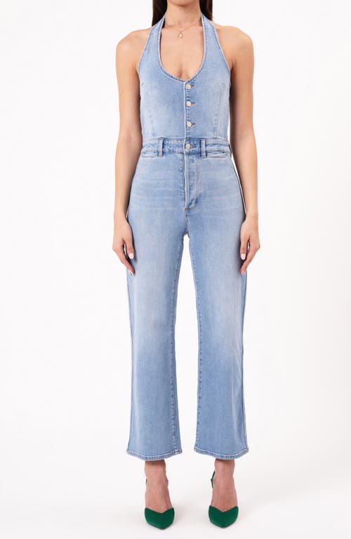 Shop Rolla's Denim Halter Ankle Bootcut Jumpsuit In Ranch