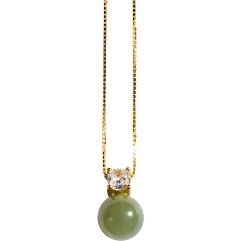 Seree Esther Green Jade And Zircon Necklace In Light Green