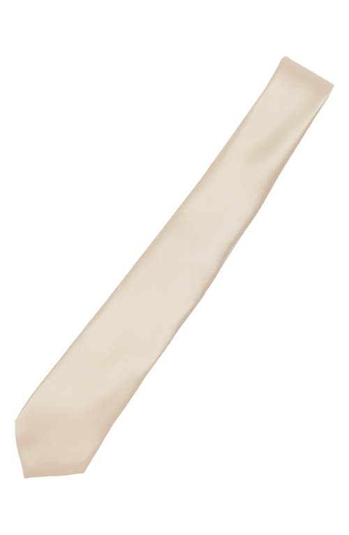 Shop Brooklyn Brigade Solid Satin Tie In Champagne