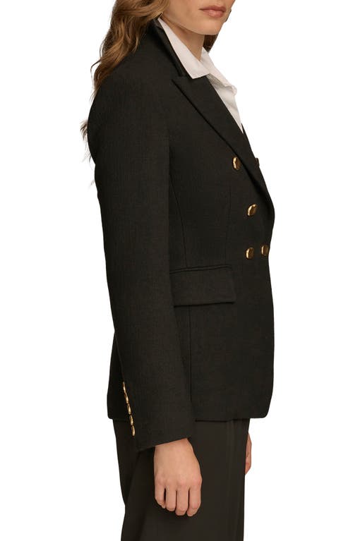 Donna Karan New York Double Breasted Wool Blend Blazer In Black