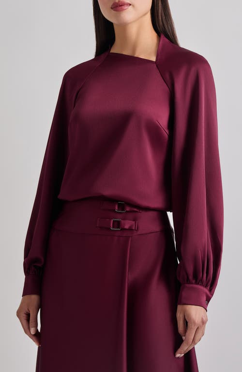 Shop Misook Asymmetric Crêpe De Chine Top In Sangria