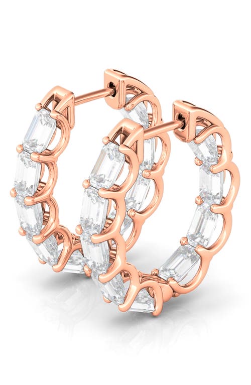 Emerald Cut Lab Created Diamond Inside Out Hoop Earrings in Rose Gold