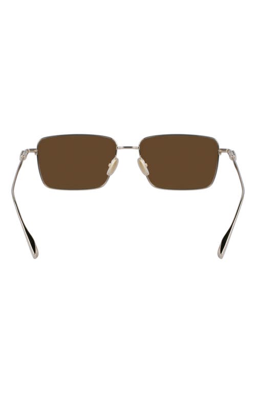 Ferragamo Gancini Evolution 57mm Rectangular Sunglasses In Gold/brown