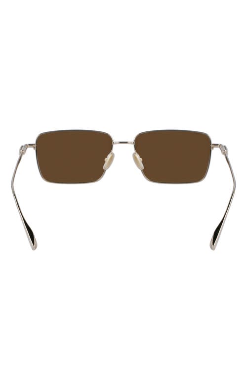 Shop Ferragamo Gancini Evolution 57mm Rectangular Sunglasses In Gold/brown