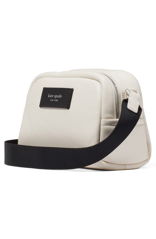 Shop Kate Spade Puffed Small Leather Crossbody Bag In Parchment