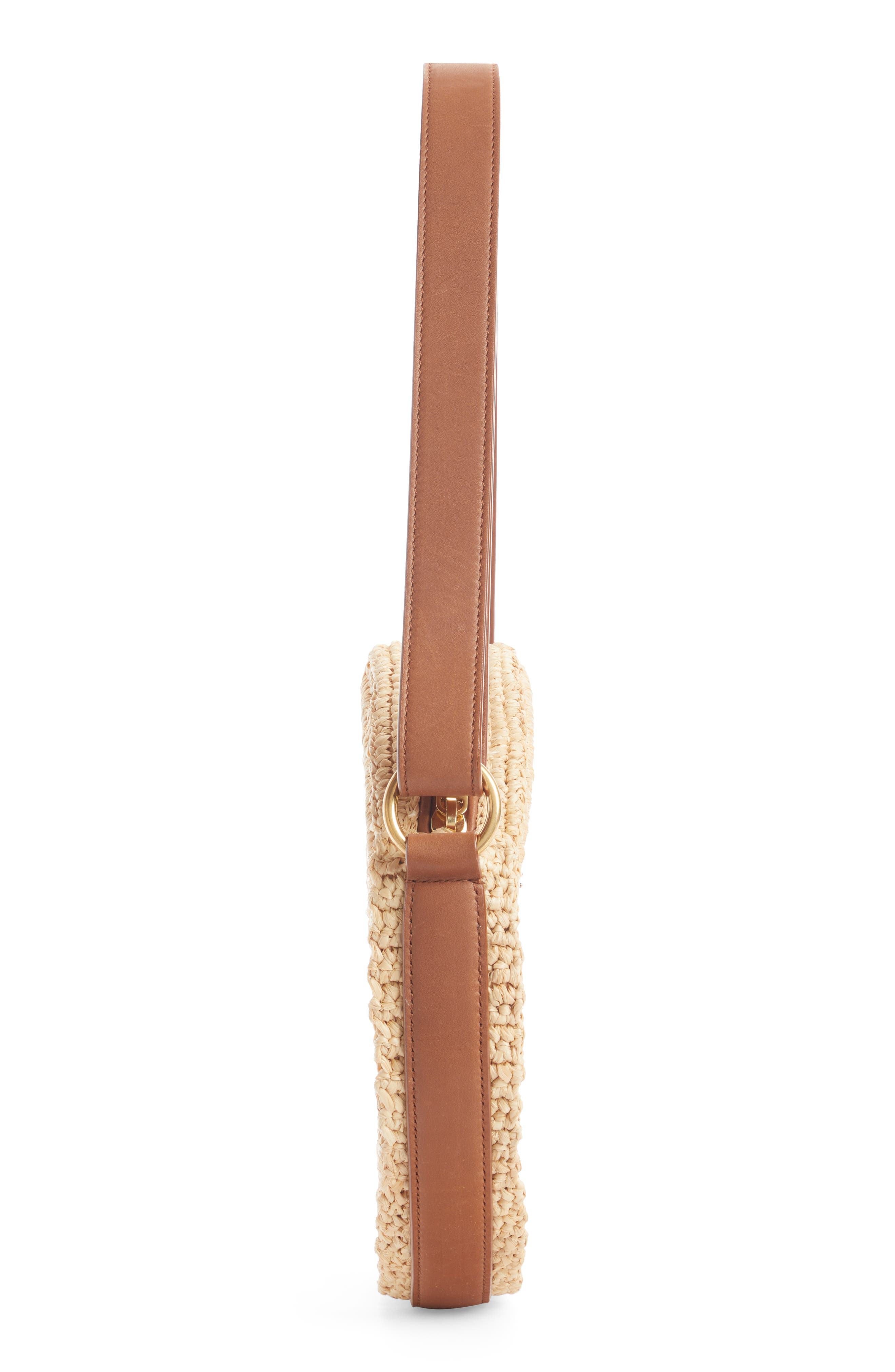 Saint Laurent Raffia Camera Bag in Golden Ecru/Brick