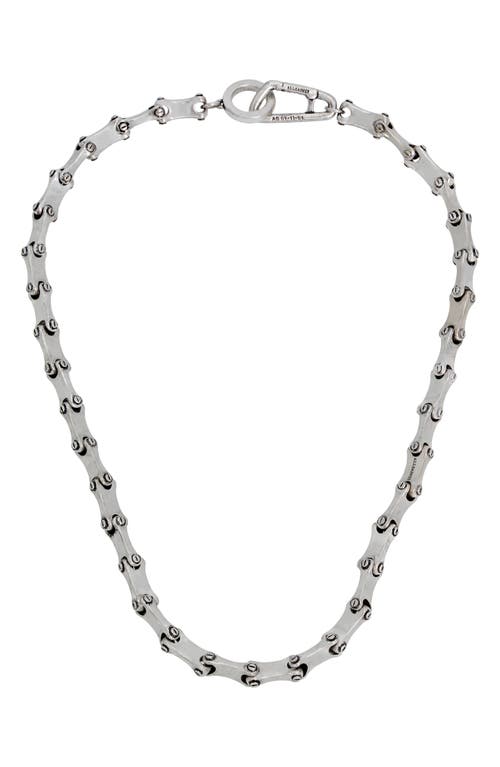 Men's Chain Link Collar Necklace in Warm Silver