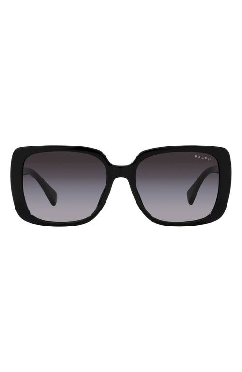 55mm Gradient Rectangular Sunglasses in Shiny Black