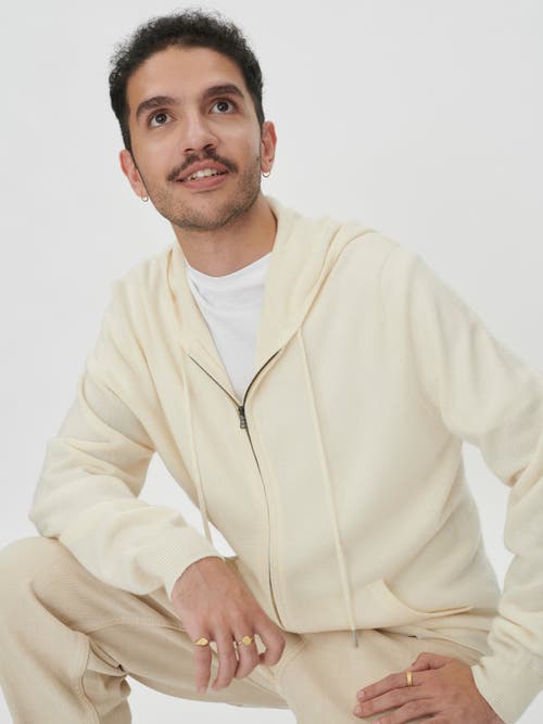 Gobi Cashmere Zipper Hoodie In Marshmallow