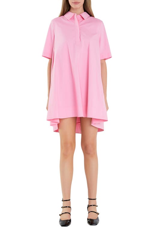Trapeze Cotton Shirtdress in Pink