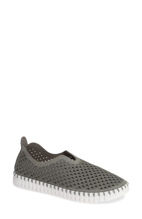 Ilse Jacobsen Tulip 139 Perforated Slip-On Sneaker in Grey Fabric