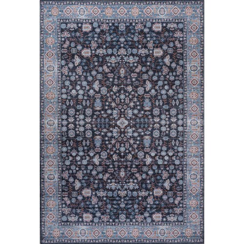 Jonathan Y Kemer All-over Persian Machine-washable Area Rug In Black/blue