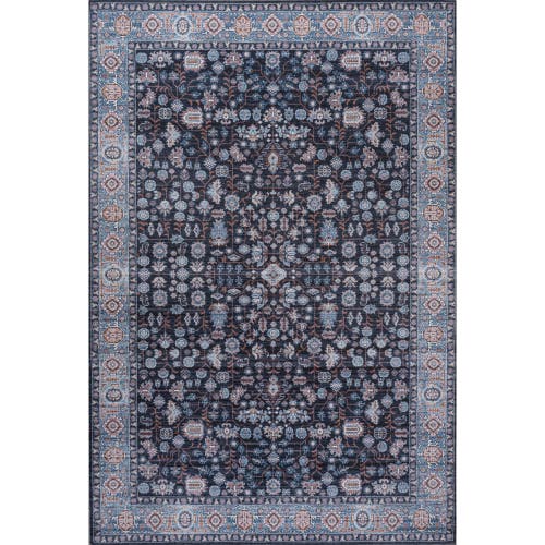 Shop Jonathan Y Kemer All-over Persian Machine-washable Area Rug In Black/blue