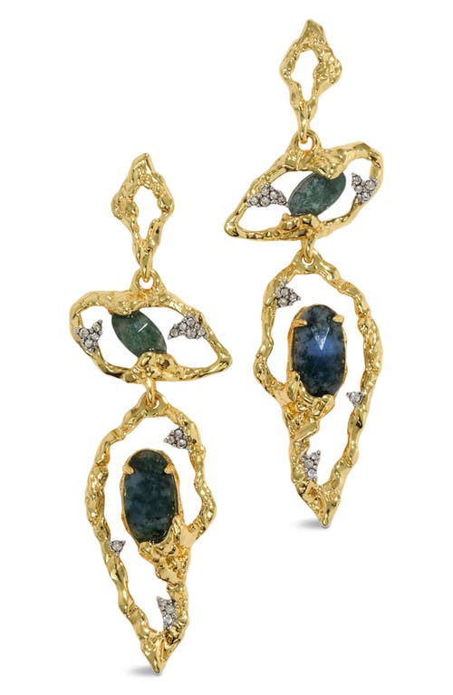 Shop Alexis Bittar Brut Blue Moss Agate & Crystal Drop Earrings In Blue Stones