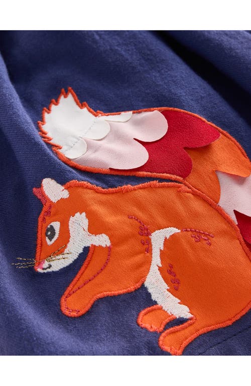 Shop Mini Boden Kids' Squirrel Appliqué Cotton Twirly Skirt In Starboard Blue Squirrels