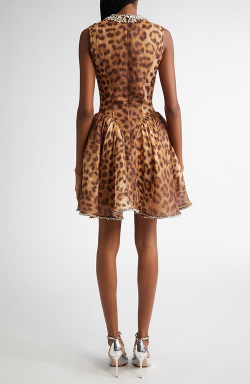 Shop Zimmermann Crystal Embellished Leopard Print Paneled Minidress