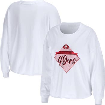 WEAR by Erin Andrews Women's WEAR by Erin Andrews White San Francisco 49ers  Domestic Cropped Long Sleeve T-Shirt
