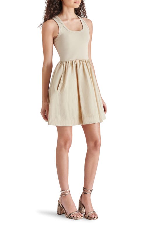 Shop Steve Madden Tottenham Mixed Media Minidress In Sandy Beige