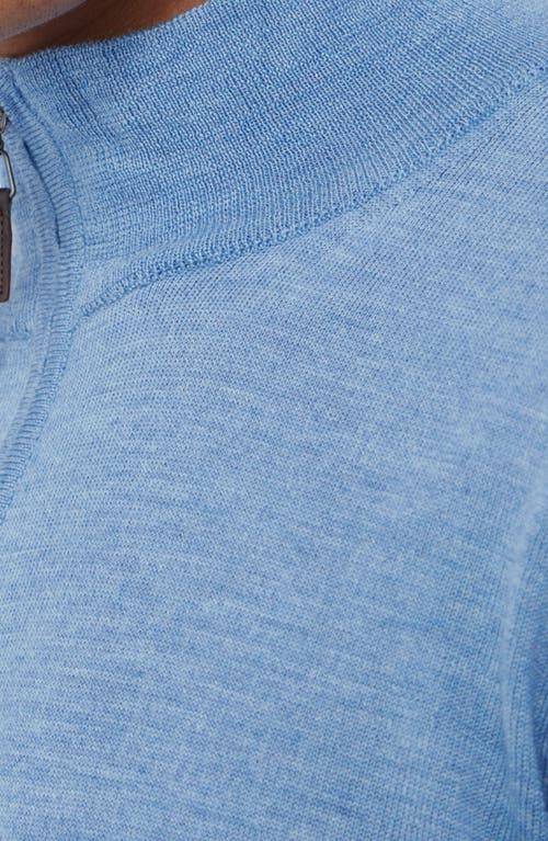 Shop Bugatchi Merino Wool Quarter Zip Pullover In Air Blue