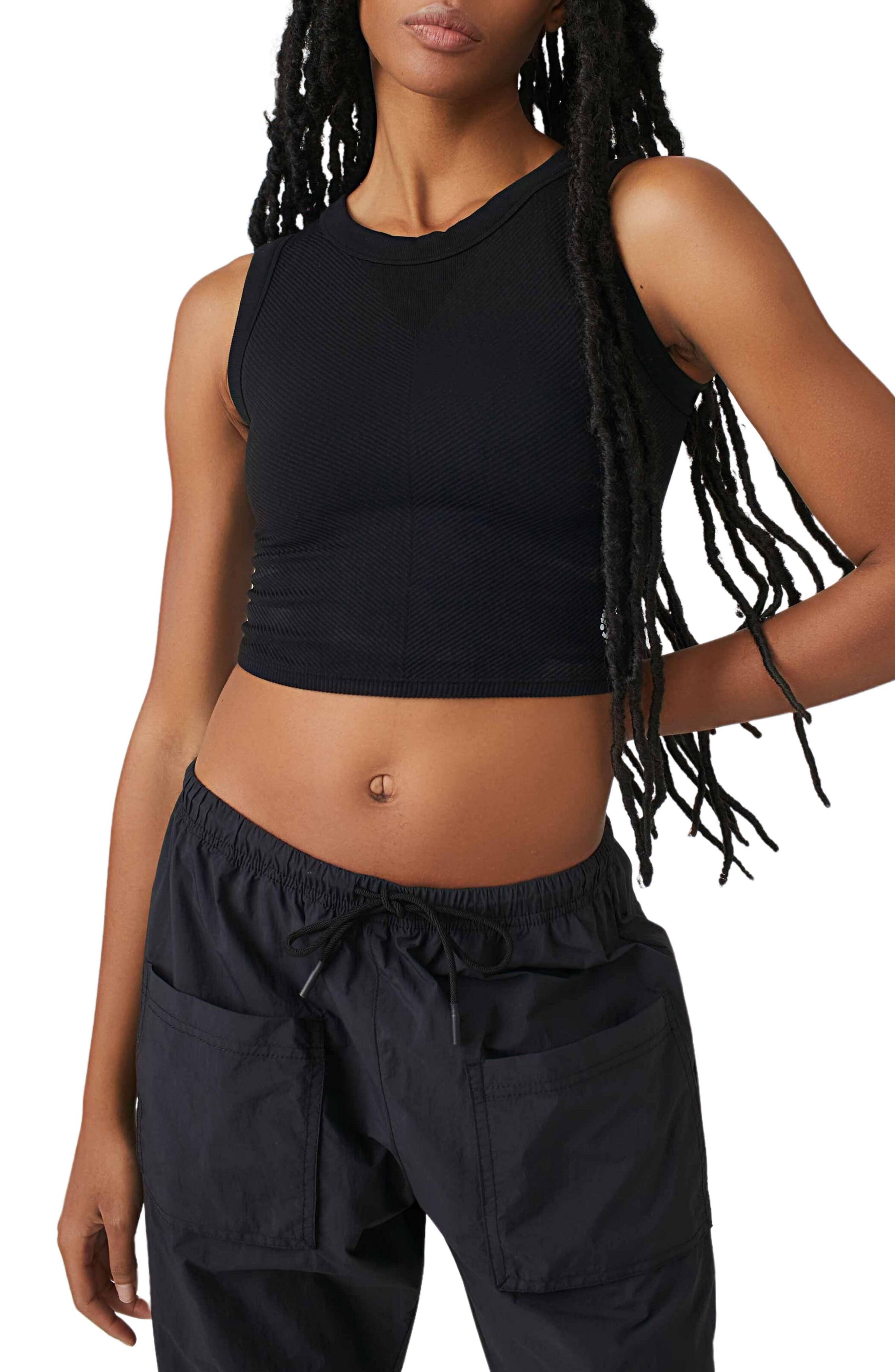 FP Movement Free Throw Crop Muscle Tank Top in Black