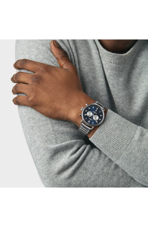 Shop Shinola The Canfield Chronograph Bracelet Watch, 43mm In Midnight Blue/silver