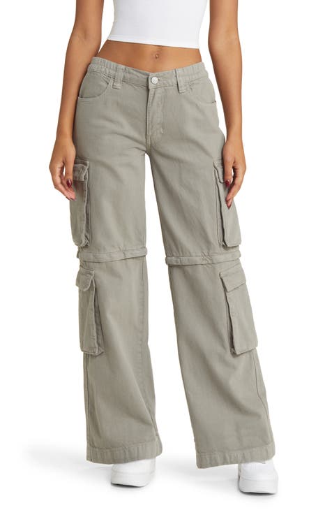 Low Rise Zip Off Cotton Twill Convertible Cargo Pants