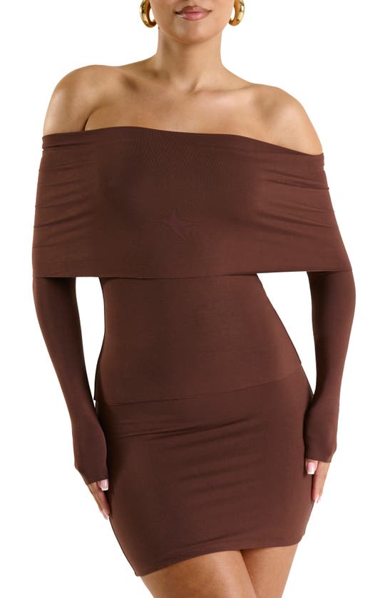 Shop N By Naked Wardrobe Naked Wardrobe Go Off The Shoulder Top In Chocolate