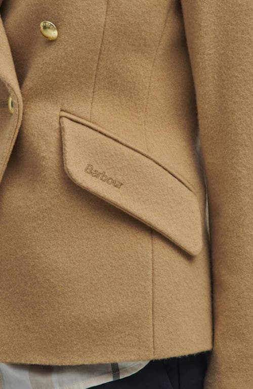 Shop Barbour Darly Double Breasted Blazer In Camel Beige/hessian