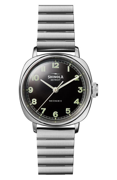 Shinola Mechanic Bracelet Watch, 39mm in Black/silver at Nordstrom
