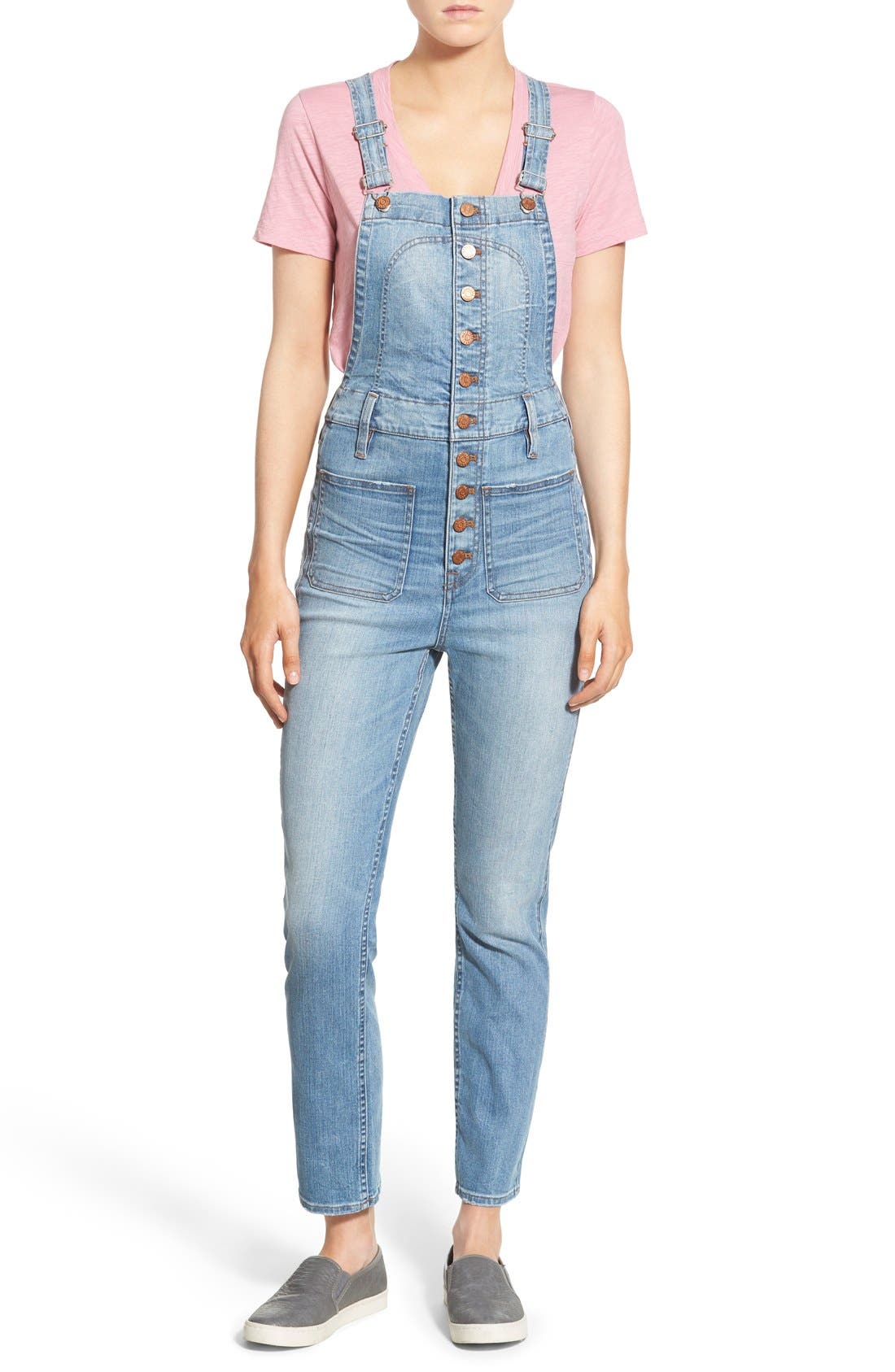 Madewell Button Front Crop Denim Overalls (Elmont Wash) Nordstrom