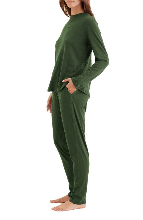 Shop Papinelle Jada Long Sleeve Cotton Pajama Top In Forest Green