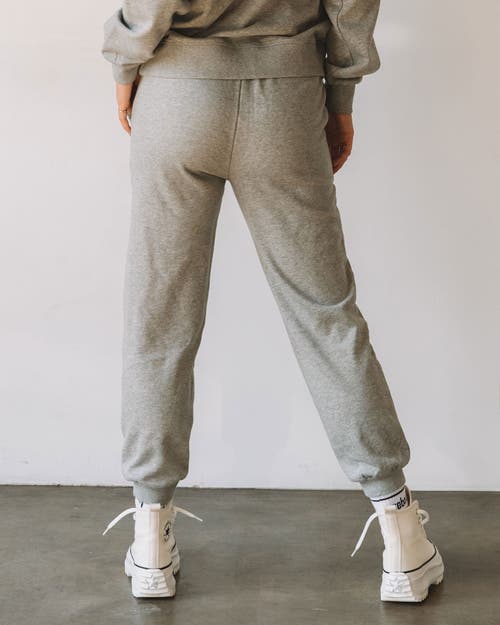 Shop Rebody Active Rebody Lifestyle French Terry Sweatpants In Heather Grey/white