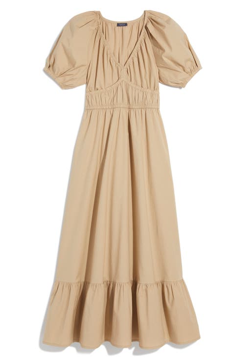 Marina Puff Sleeve Stretch Cotton Poplin Dress