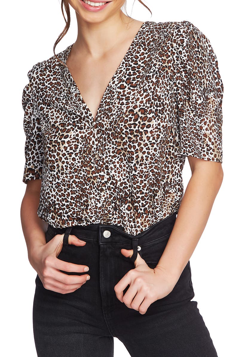 1.STATE Animal Print Puff Sleeve Blouse | Nordstrom