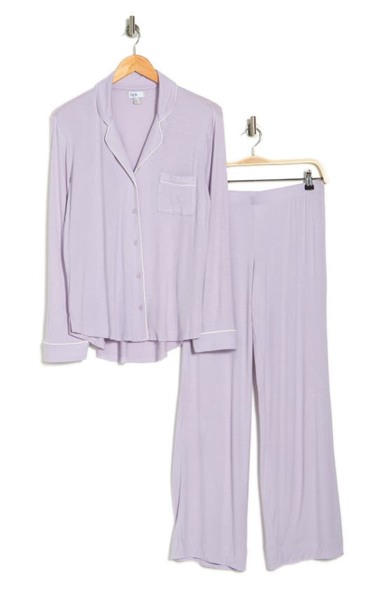 Nordstrom Rack Tranquility Long Sleeve Shirt & Pants Two-piece Pajama Set In Purple Petal