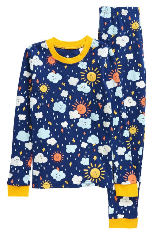 Tucker + Tate Kids' Glow In The Dark Fitted Two-Piece Pajamas in Blue Twilight Cloudy Sky Glow