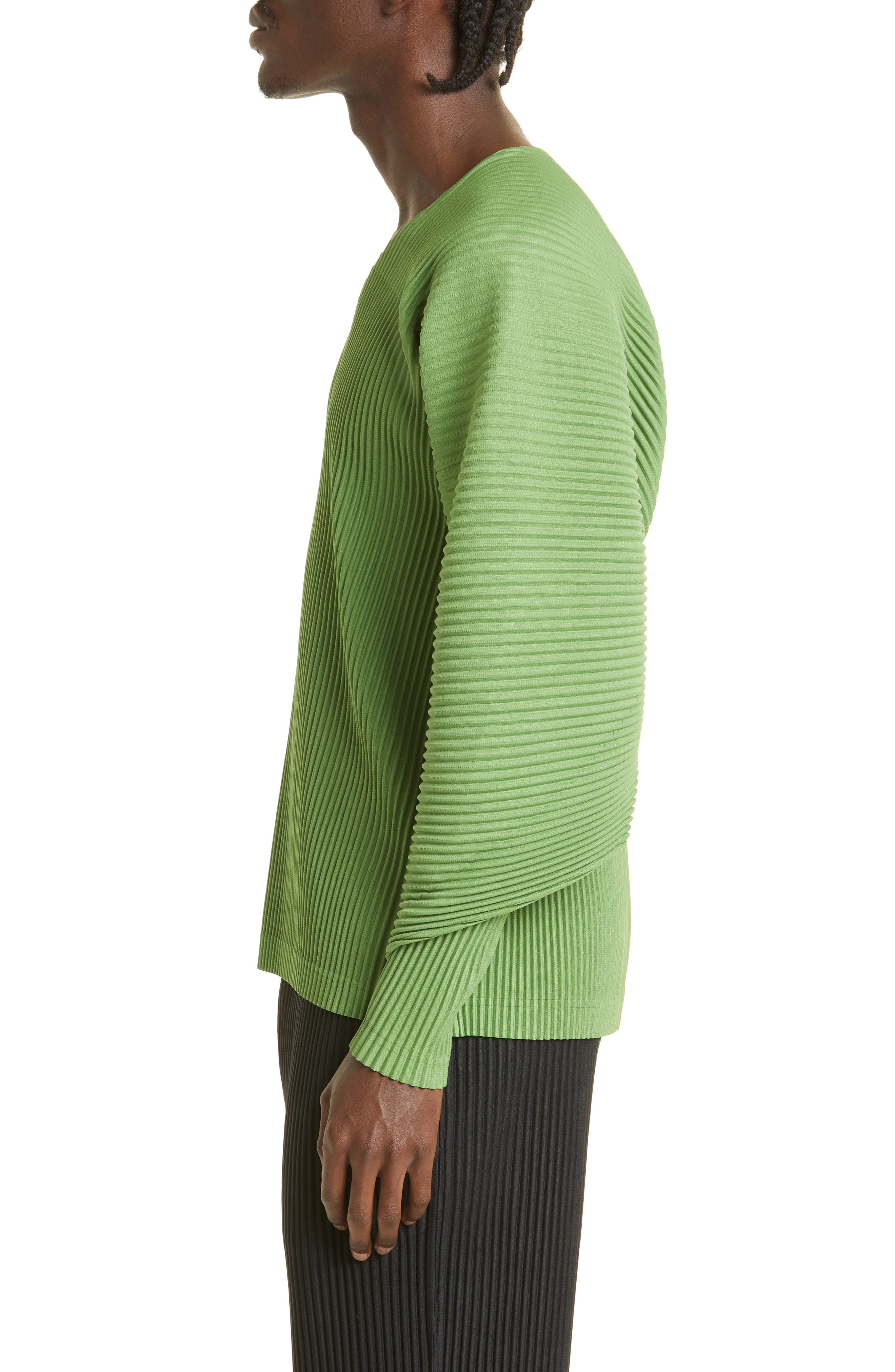 Homme Plissé Issey Miyake Calla Lily Pleated Shirt in 63-Grass