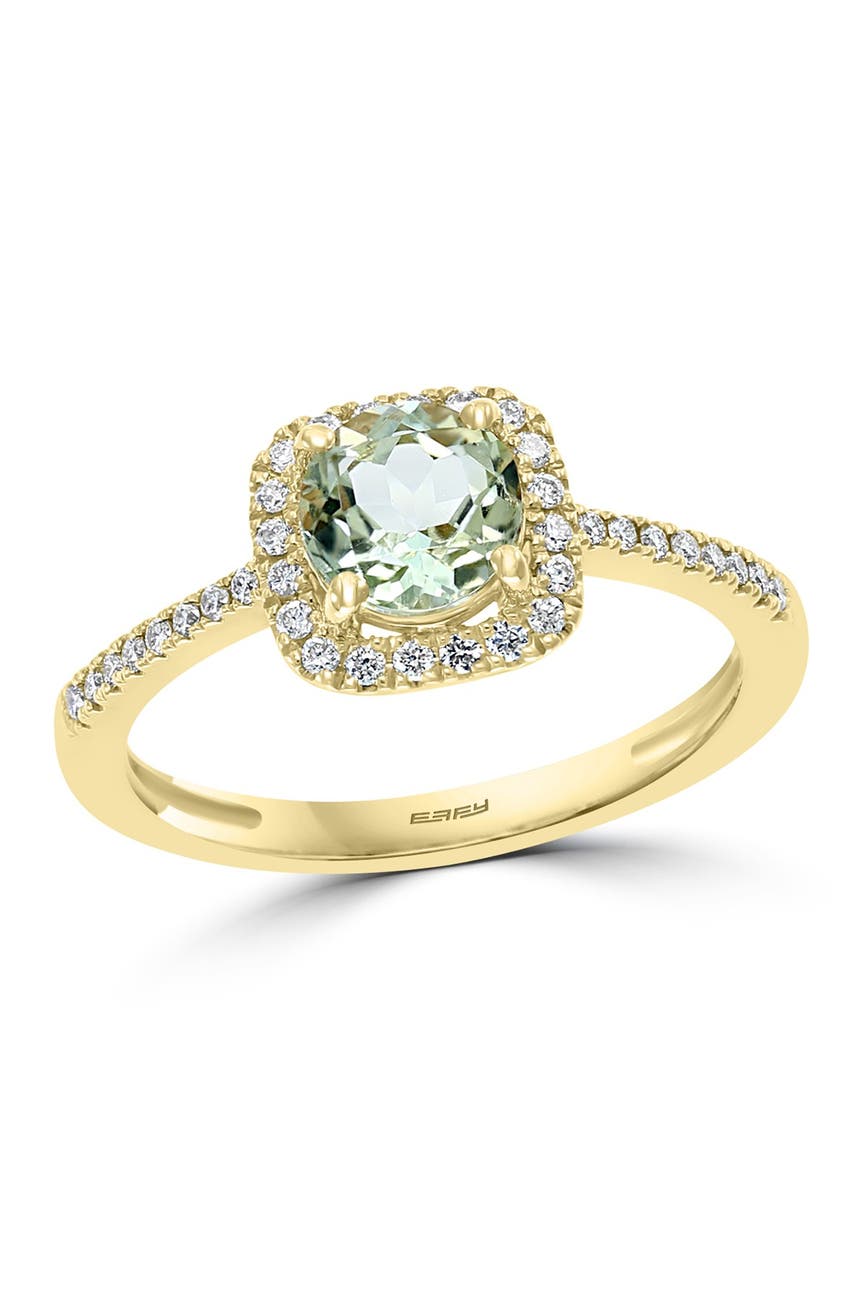 Effy | 14K Yellow Gold Diamond Green Amethyst & Diamond Ring - Size 7 ...