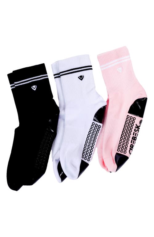 Arebesk Classic Assorted 3-pack Crew Socks In White/black/pink
