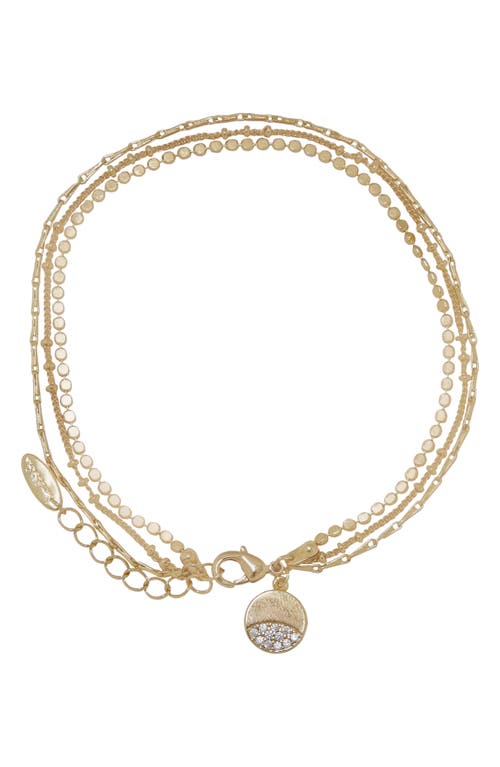 Pavé Disc Layered Chain Anklet in Gold