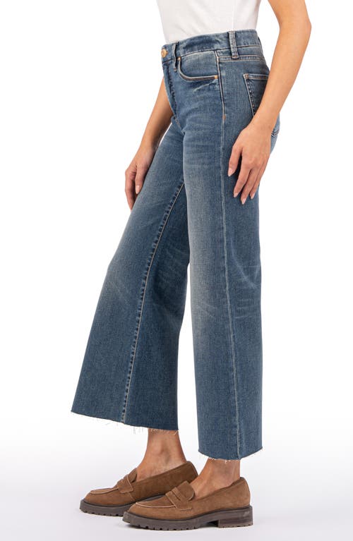 Shop Kut From The Kloth Meg Fab Ab Raw Hem High Waist Ankle Wide Leg Jeans In Peacefully