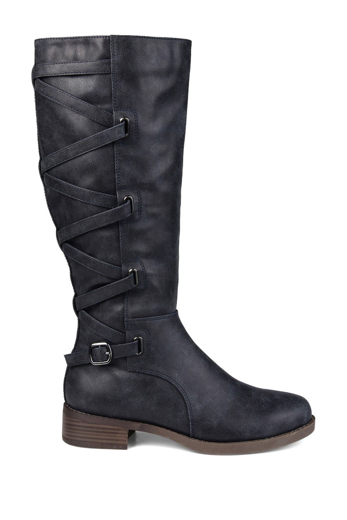 Journee Collection Carly Lace Back Boot In Navy2