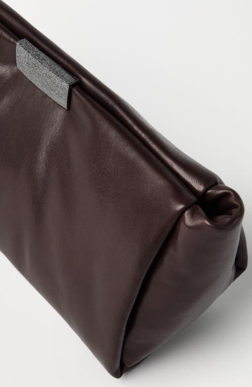 Shop Brunello Cucinelli Clutch With Shimmering Detail In Brown