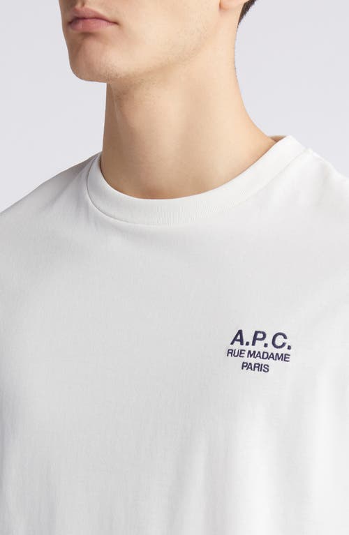 Shop Apc A.p.c. Embroidered Logo Cotton T-shirt In Blanc/dark Navy