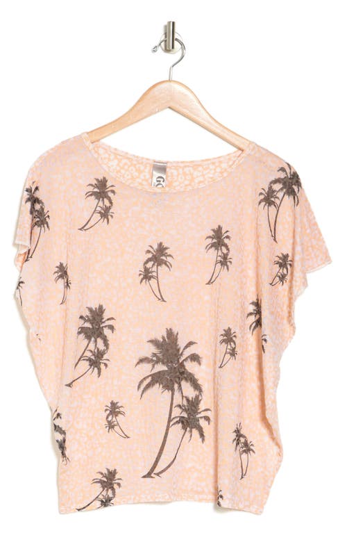 Go Couture Patterned Dolman Sleeve T-shirt In Peach/blue Perennial