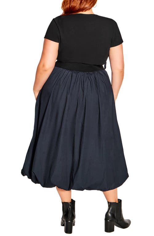 Shop City Chic Paris Days Belted Midi Dress In Navy/blackdnu