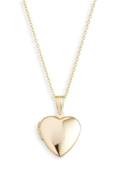 Polished Heart Locket Pendant Necklace in Gold