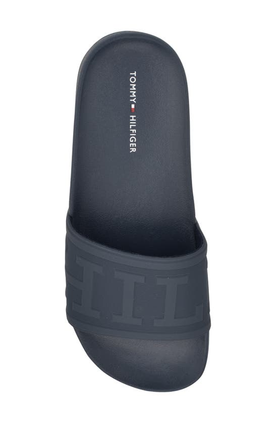 Shop Tommy Hilfiger Logo Slide Sandal In Navy