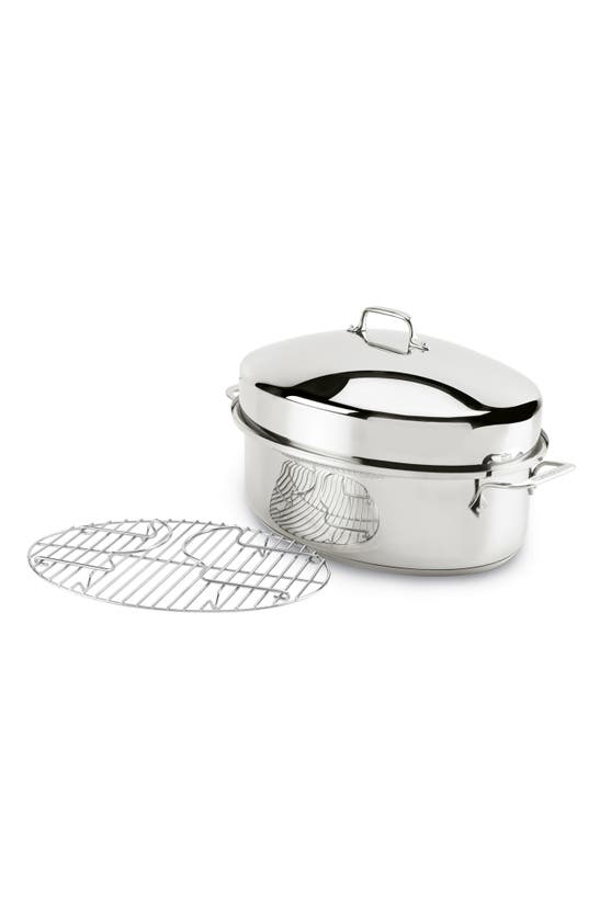All-clad 10-quart Covered Oval Roaster & Lid In Silver